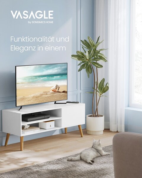 TV-omara, 120 cm široka TV omara, bela