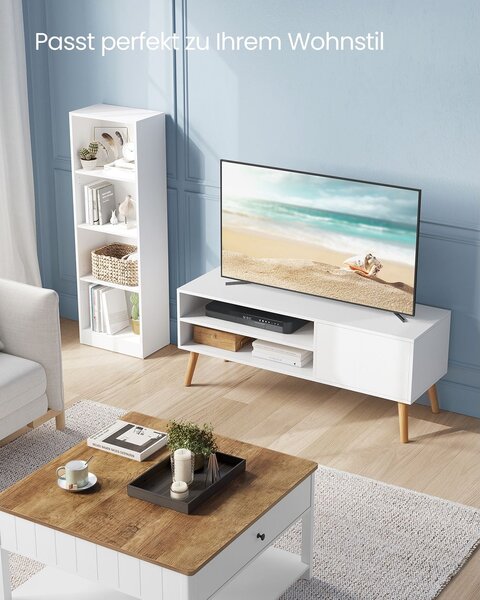 TV-omara, 120 cm široka TV omara, bela