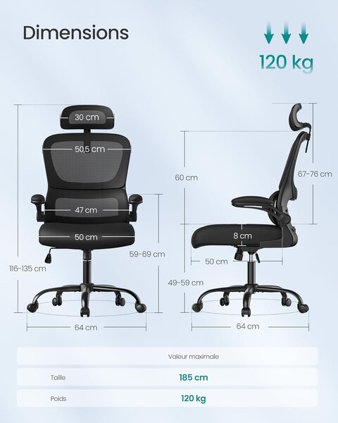 Ergonomska mrežasta pisarniška stolica, črna