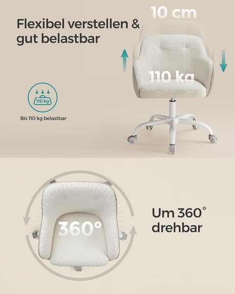 Pisarniška vrtljiva stolica, pisarniški stol z nastavljivo višino, v barvi cappuccino bež