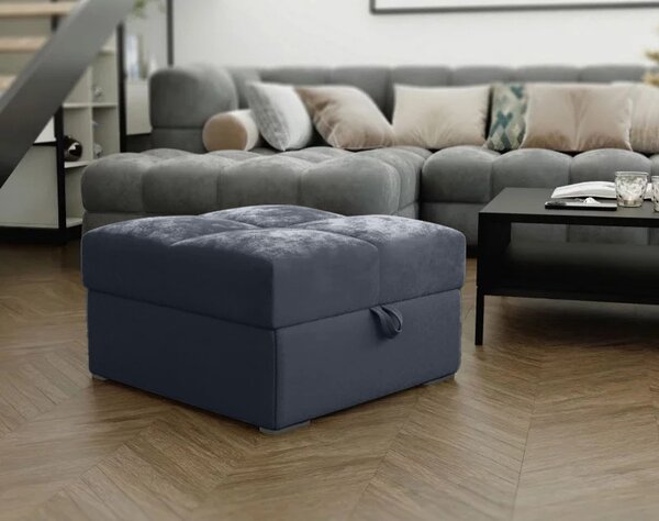 Temno siv tabure ZENOVA z odlagalnim prostorom 65x65 cm