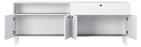 Komoda z omaricami in predalom DULLUM 200x75cm, bela