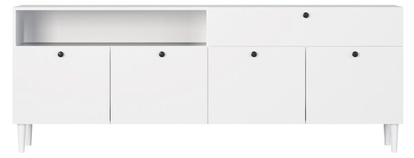 Komoda z omaricami in predalom DULLUM 200x75cm, bela