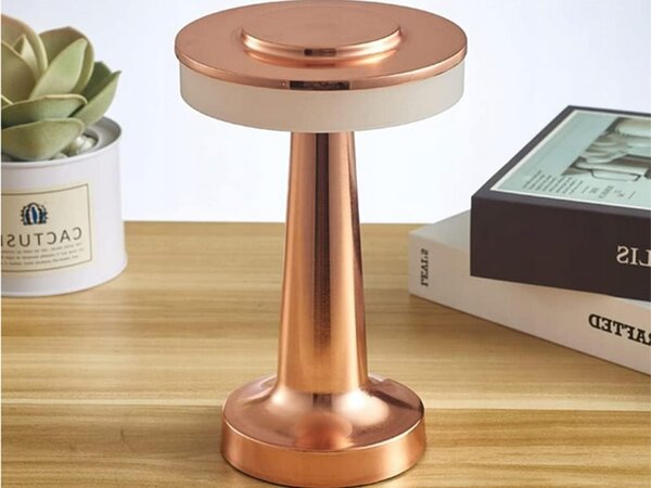 LED kovinska aku. 1500mah touch namizna svetilka USB bakrena
