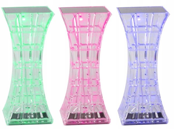 LED RGB aku. namizna kristalna svetilka USB daljinec pravokotna