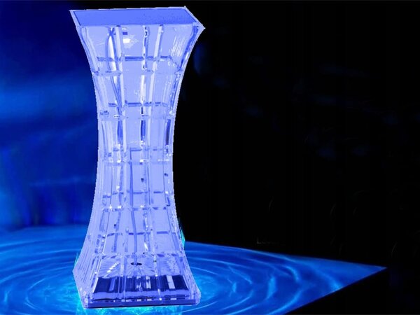 LED RGB aku. namizna kristalna svetilka USB daljinec pravokotna
