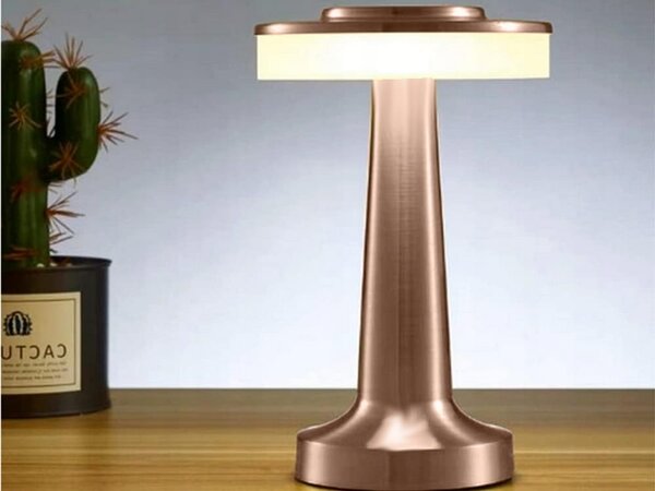 LED kovinska aku. 1500mah touch namizna svetilka USB bakrena