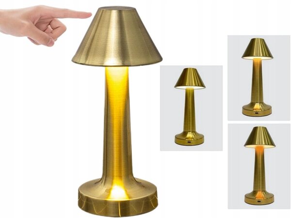 LED kovinska aku. 1500mah touch namizna svetilka USB 3 barve osvetlitve zlata