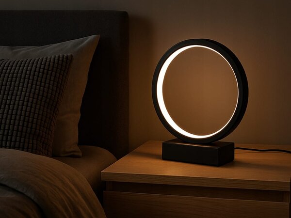 LED okrogla namizna svetilka 3 barve svetlobe USB 23cm črna