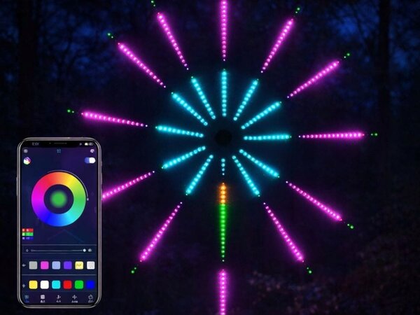 USB LED RGB pametna samolepilna ognjemetna stenska svetilka APP daljinec 111cm
