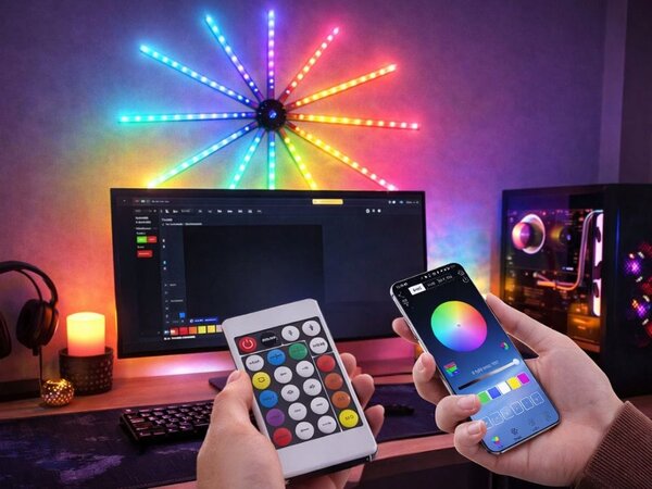 USB LED RGB pametna samolepilna ognjemetna stenska svetilka APP daljinec 111cm
