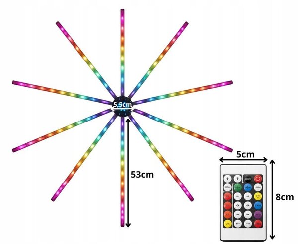 USB LED RGB pametna samolepilna ognjemetna stenska svetilka APP daljinec 111cm