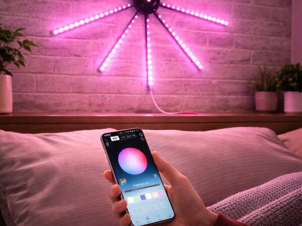 USB LED RGB pametna samolepilna ognjemetna stenska svetilka APP daljinec 111cm