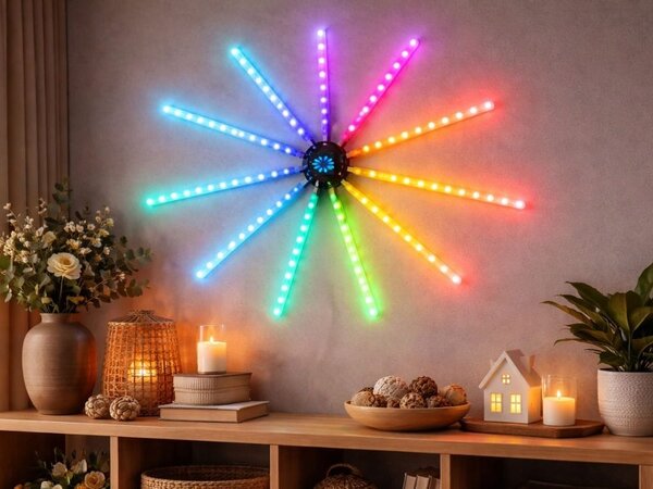 USB LED RGB pametna samolepilna ognjemetna stenska svetilka APP daljinec 111cm