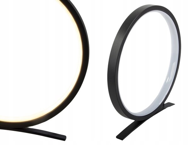 LED okrogla namizna svetilka 3 barve svetlobe USB 26cm črna