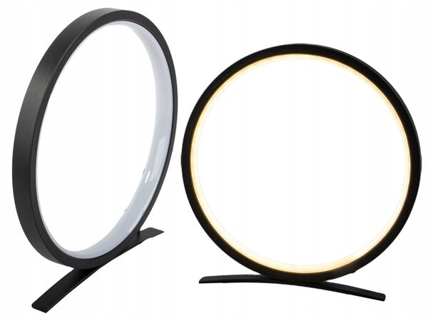 LED okrogla namizna svetilka 3 barve svetlobe USB 26cm črna