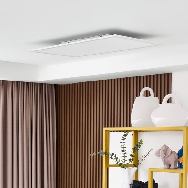 Lindby LED plošča Lamin, bela, 80 cm, CCT, z možnostjo zatemnitve, daljinski, zatemnjen, Bela, Dnevna soba / jedilnica, Kovina, Sodobni