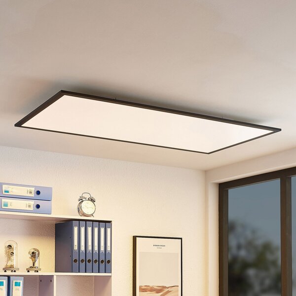 Lindby LED panel Nelios, 120 x 60 cm, 4000K, črna, kovina, Črna, Kuhinja, Plastika, Sodobni