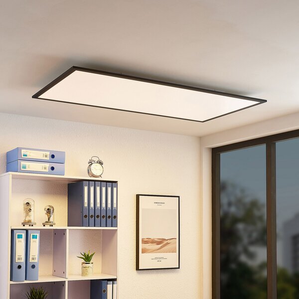 Lindby LED panel Nelios, 120 x 60 cm, 4000K, črna, kovina, Črna, Kuhinja, Plastika, Sodobni