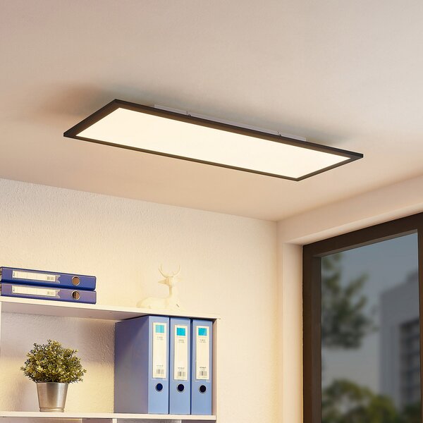 Lindby LED panel Nelios, 80 x 30 cm, 4.000K, črn, kovinski, Črna, Kuhinja, Plastika, Sodobni