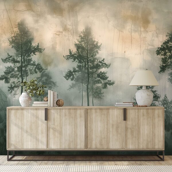 Tapeta meglen gozdni horizont
