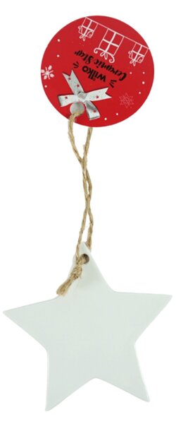 Keramični božični okrasek CLAY ZVEZDA, 8 cm, bel
