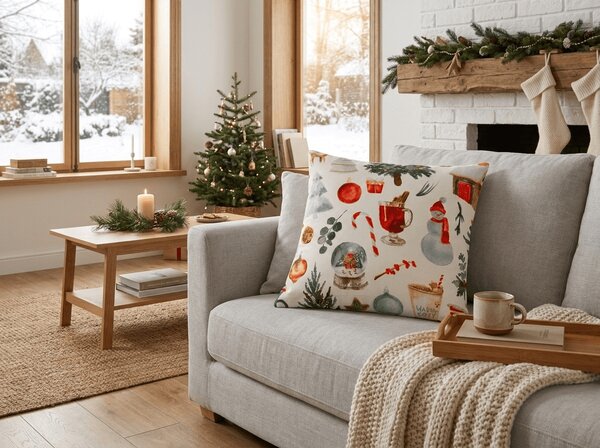 Prevleka za blazino iz mikrovlaken FESTIVE MAGIC 45x45 cm, bela