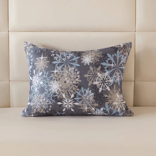 Prevleka za vzglavnik iz mikrovlaken SNOWFLAKE 70x90 cm, modro-siva