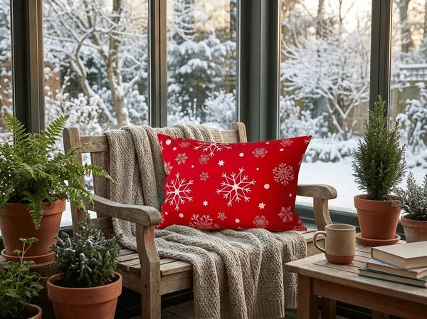 Prevleka za vzglavnik iz mikrovlaken SNOWFALL 50x70 cm, rdeča