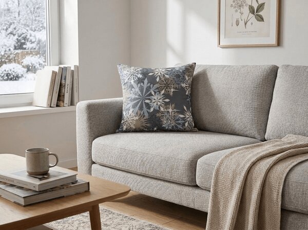 Prevleka za blazino iz mikrovlaken SNOWFLAKE 45x45 cm, modrosiva