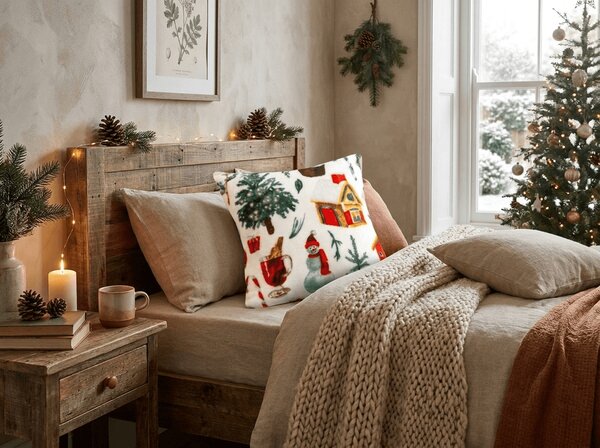 Prevleka za blazino mikropliš FESTIVE MAGIC 45x45 cm, bela