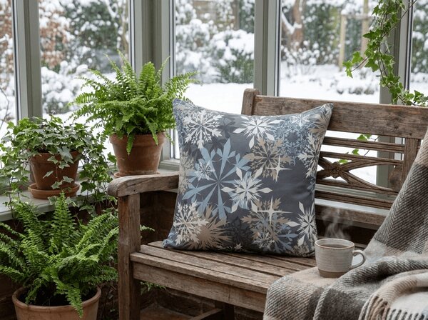 Prevleka za blazino iz mikrovlaken SNOWFLAKE 45x45 cm, modrosiva