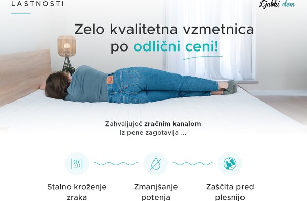 Pena vzmetnica DELUXE 80 x 200 cm Zaščita vzmetnice: BREZ zaščite vzmetnice
