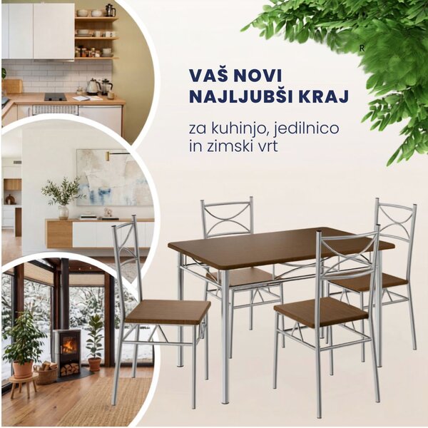 Jedilni komplet PAUL, 5-delni, temni hrast Casaria
