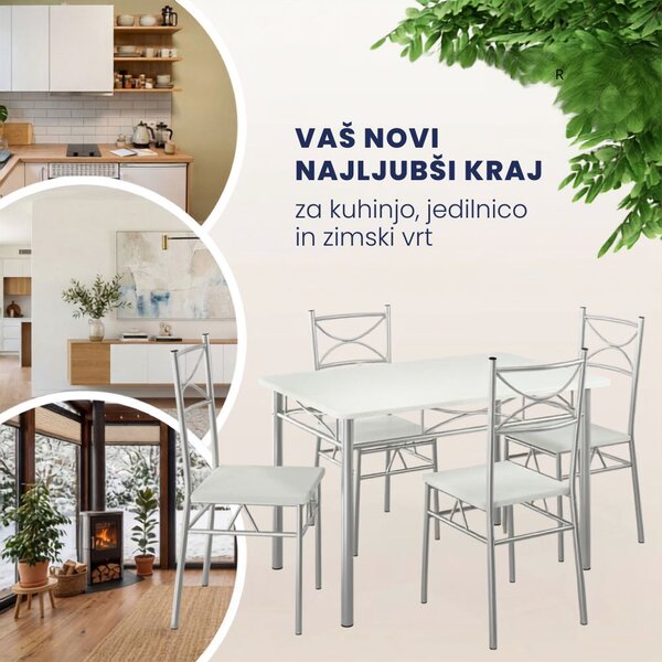 Jedilni komplet PAUL, 5-delni, žametno bel Jurhan
