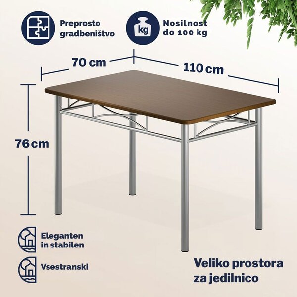 Jedilni komplet PAUL, 5-delni, temni hrast Casaria