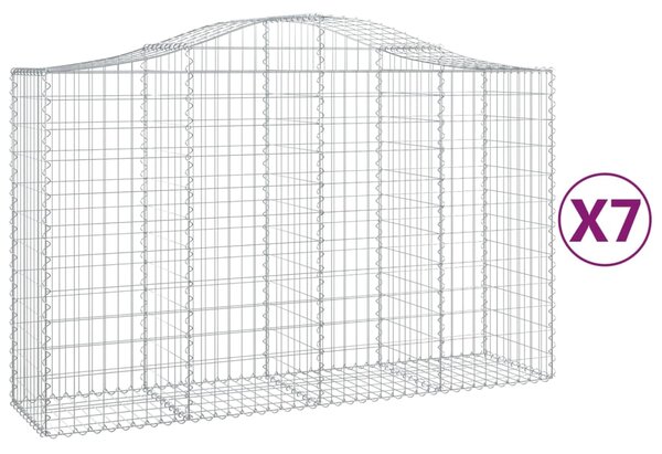 VidaXL Obokane gabion košare 7 kosov 200x50x120/140cm pocinkano železo