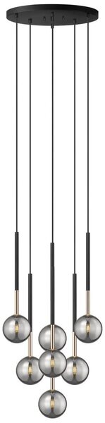 Zuma Line P0574-07F-SDFZ - Lestenec na vrvici ARCTURUS 7xG9/4W/230V črna