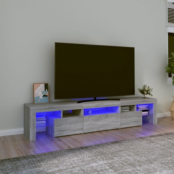 VidaXL TV omarica z LED lučkami siva sonoma 200x36,5x40 cm