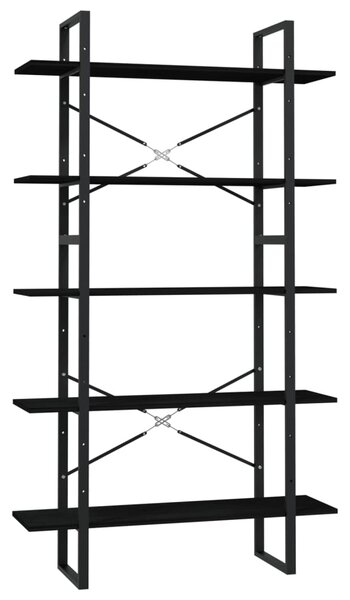 VidaXL 5-nadstropna knjižna omara črna 100x30x175 cm iverna plošča