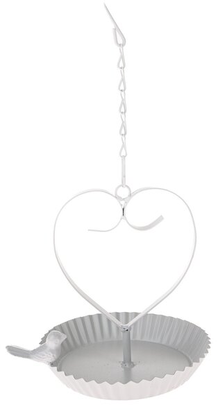 Viseča kovinska krmilnica za ptice Bird´s heartbela, 18 x 21 cm