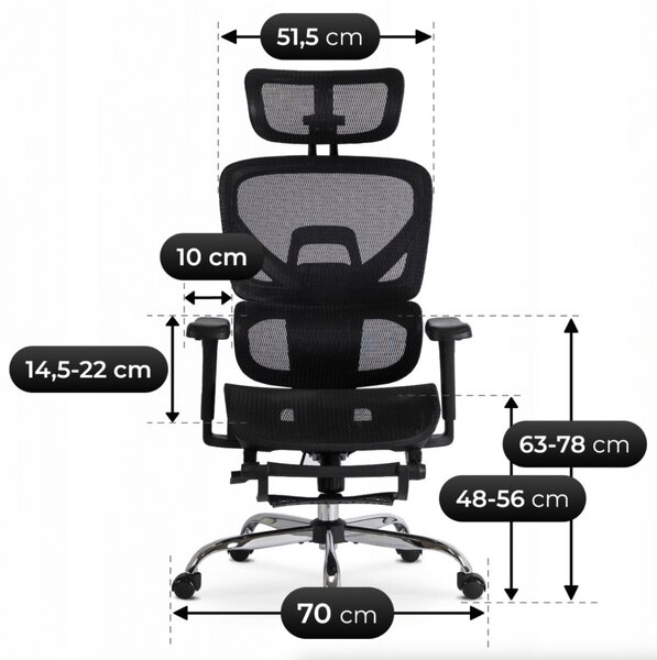 JAKS Ergonomski pisarniški stol črn blago Kair