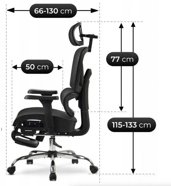 JAKS Ergonomski pisarniški stol črn blago Kair