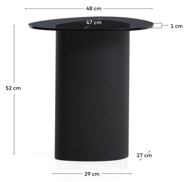 Stranska mizica s stekleno mizno ploščo 47x48 cm Olir – Kave Home