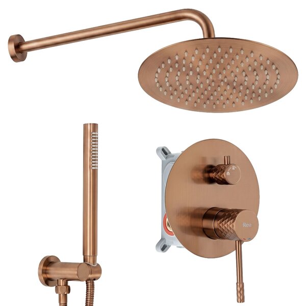Komplet za tuširanje za vgradnjo Rea Lungo Diamond Brush Copper + BOX