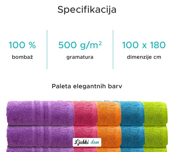 Brisača Comfort Maxi 100x180 cm vijolična, 100% bombaž