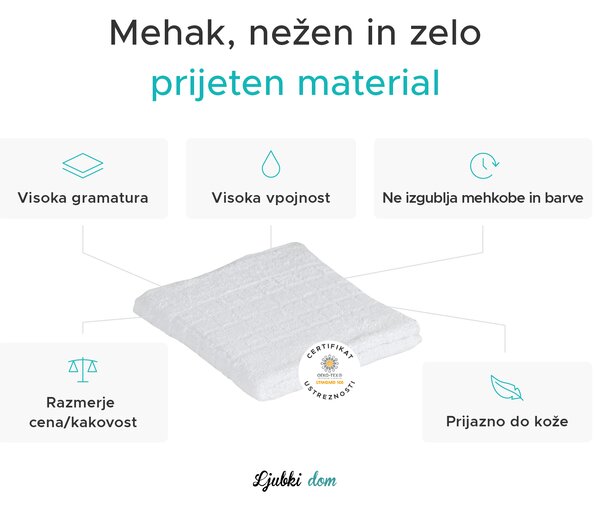 Kopalna brisača SOFT 70x140 cm svetlo siva, 100% bombaž