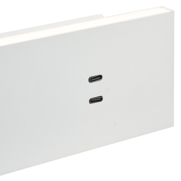 Komplet 2 modernih stenskih svetilk bele barve, nastavljive z USB-C vklj. LED - Modric