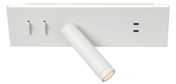 Komplet 2 modernih stenskih svetilk bele barve, nastavljive z USB-C vklj. LED - Modric