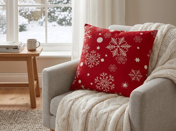 Prevleka za blazino iz mikrovlaken SNOWFALL 45x45 cm, rdeča